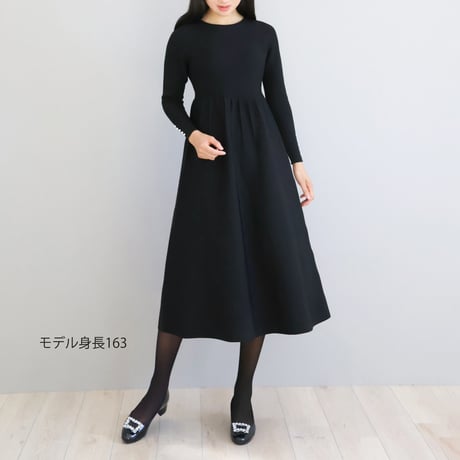 ホールガーメント ウエストタックプリーツ入り長袖ワンピース【JM2418BF】