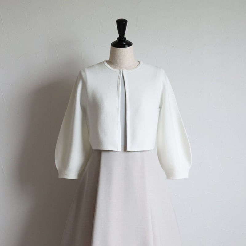 ホールガーメント】グログランテープ使い 7分袖パフスリーブボレロ