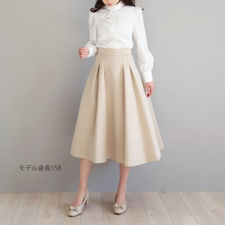 リボン付き スタンドカラークラシカルブラウス【JM1372BF】