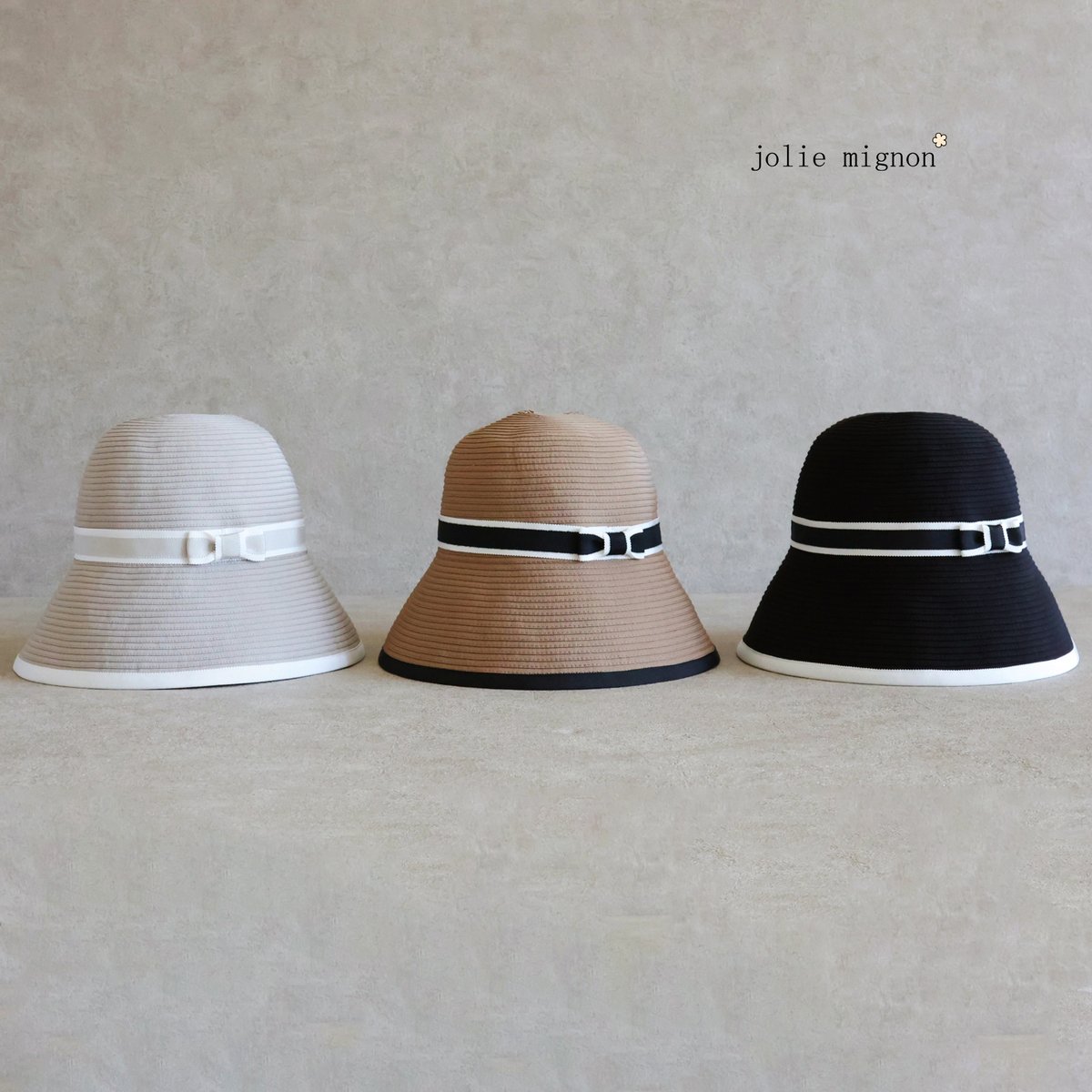 バイカラーグログランリボン付き UVカット帽子【JM1365BE