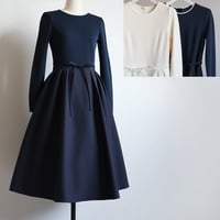 ウエストリボン付き バイカラー ドッキングワンピース【JM1249BD 