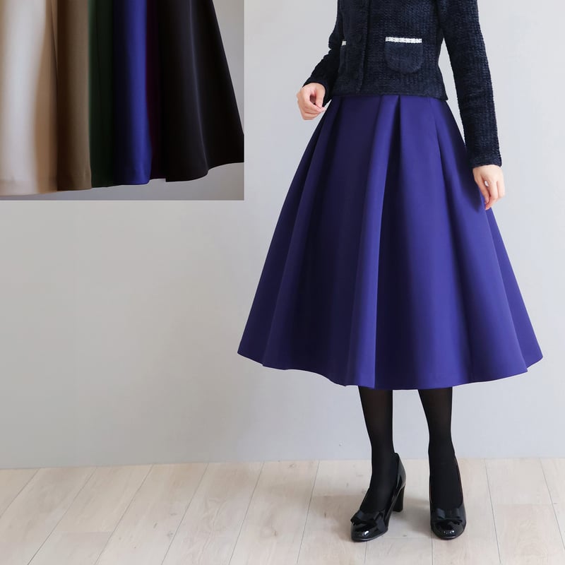 ライトグログランタックフレアスカート【JM1360BE】 | jolie mignon