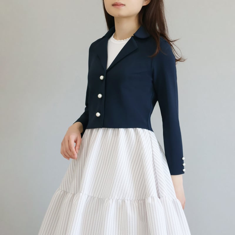 美品✨ラトータリテ　金ボタン　バイカラーニットジャケット　黒白　日本製 セール】メタルボタンニットカーディガン / ニットジャケット