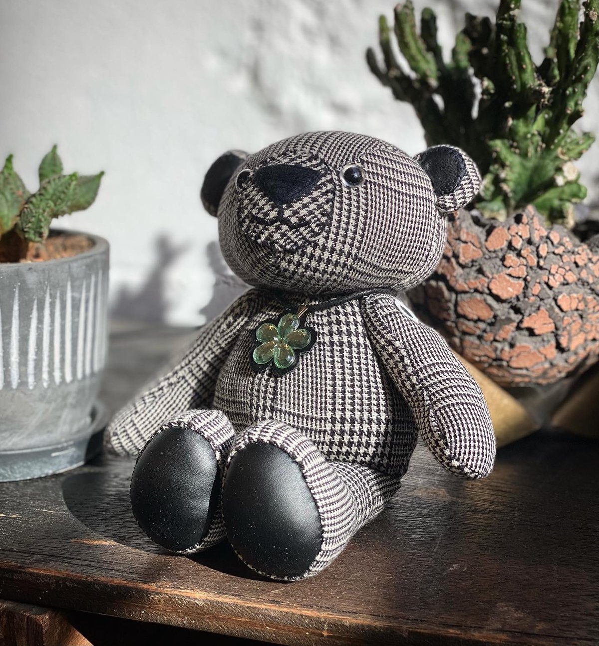 RILY テディベア テディベア RB.20 Black check flower | RAINY's STORE