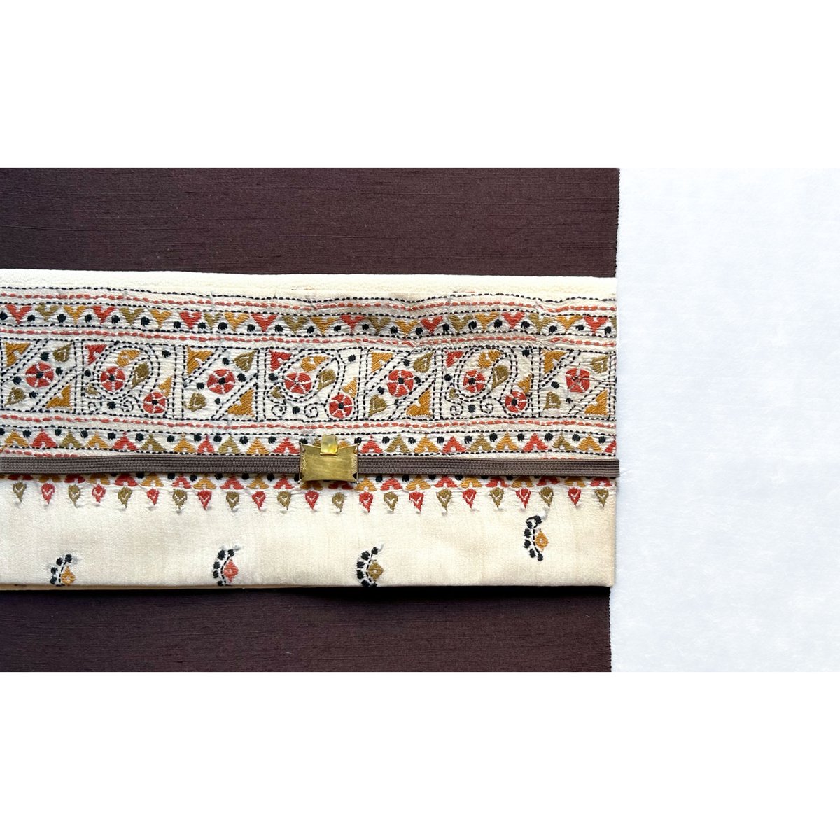 カンタ刺繍シルクサリー 九寸名古屋帯 蔦模様 (仕立て上り） | 古布と