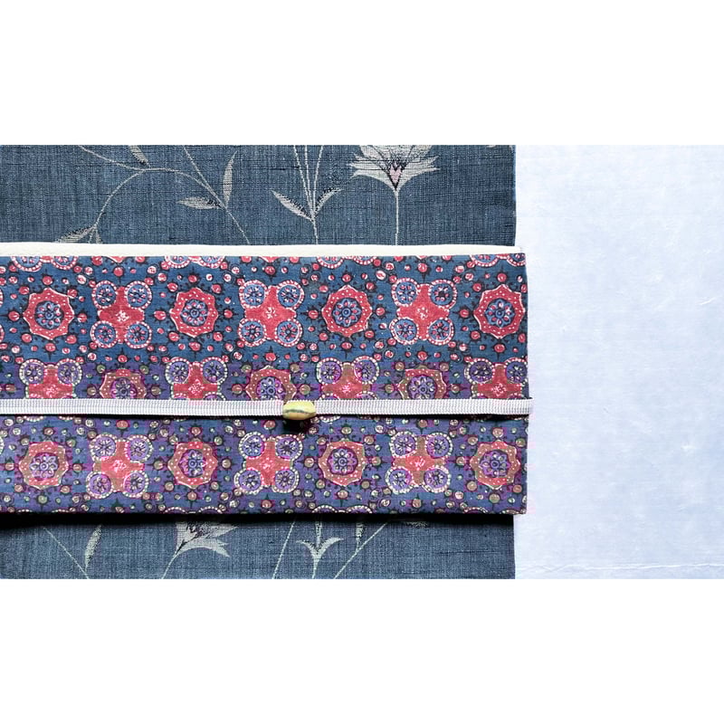 スマトラ島渡り印度更紗 九寸名古屋帯 縹色A （仕立て上り） | 古布と