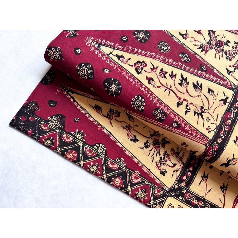 ジャワ更紗 九寸名古屋帯 花木に鳥/トゥンパル（仕立て上り） | 古布と