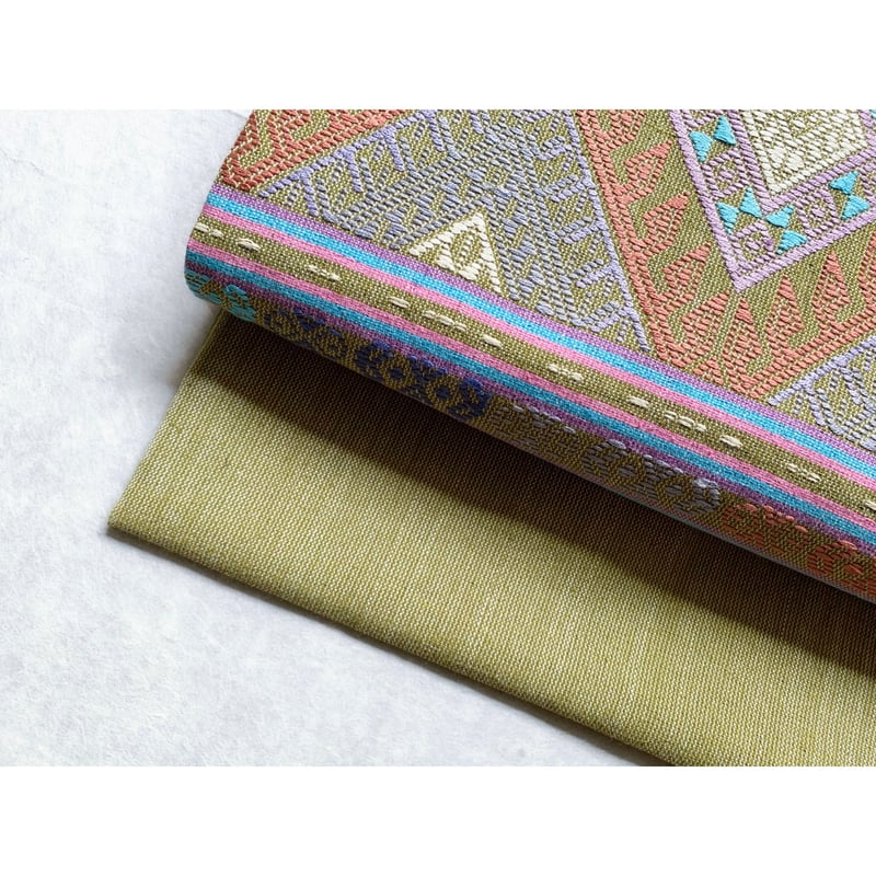 ラオカン族 織布 九寸名古屋帯 若苗色 A（仕立て上り） | 古布と帯  