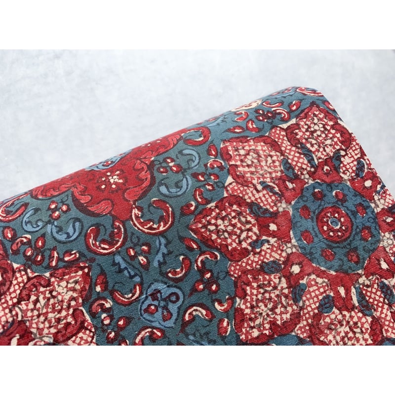 スマトラ島渡り印度更紗 幾何学文様/大 九寸名古屋帯 納戸色A （仕立て