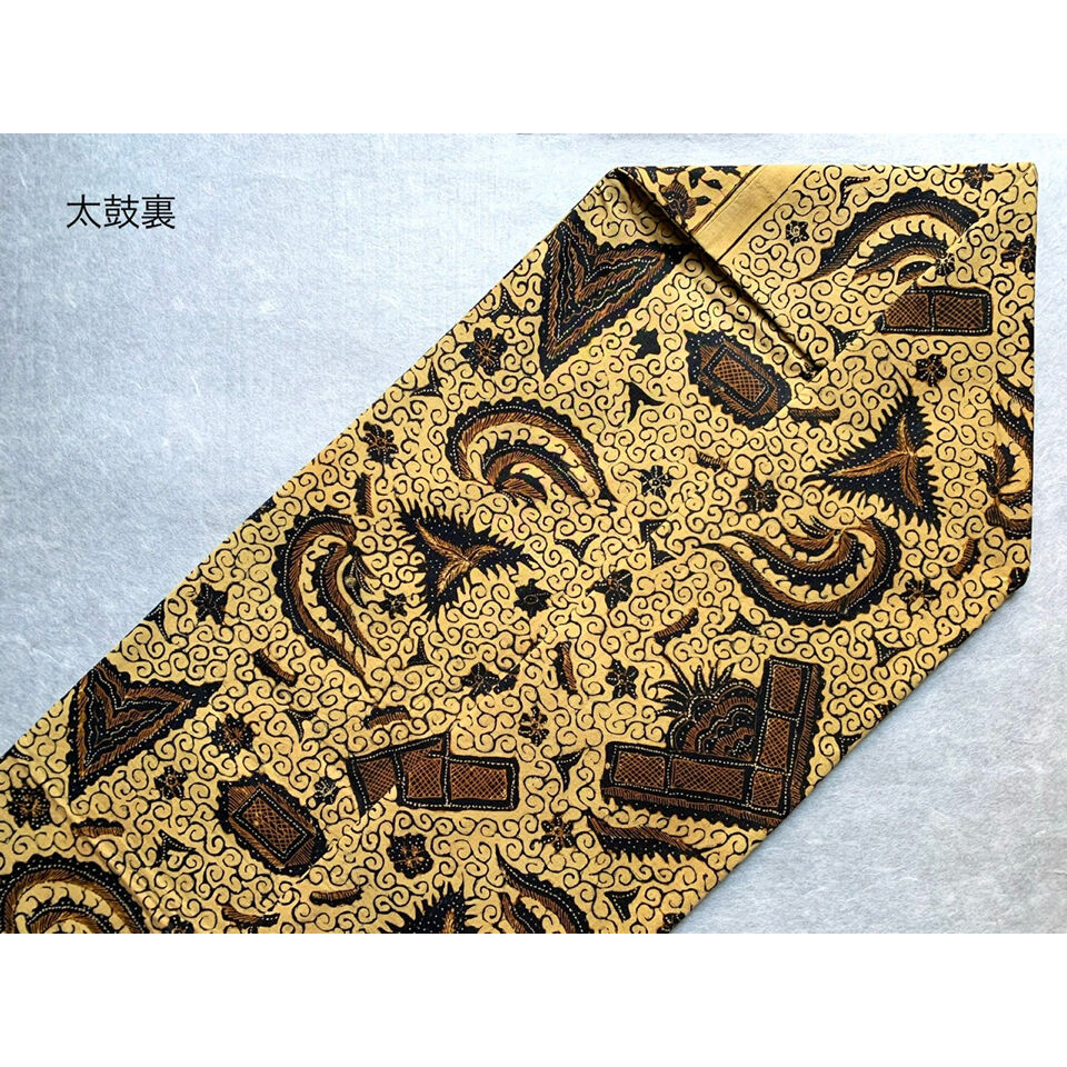 ジャワ更紗 九寸名古屋帯 鋸歯文様 淡黄色（仕立て上り） | 古布