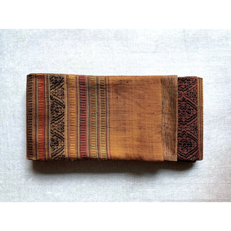 ラオス 浮き織りシルク 半幅帯 褐色 | 古布と帯 夫々 -sorezore-