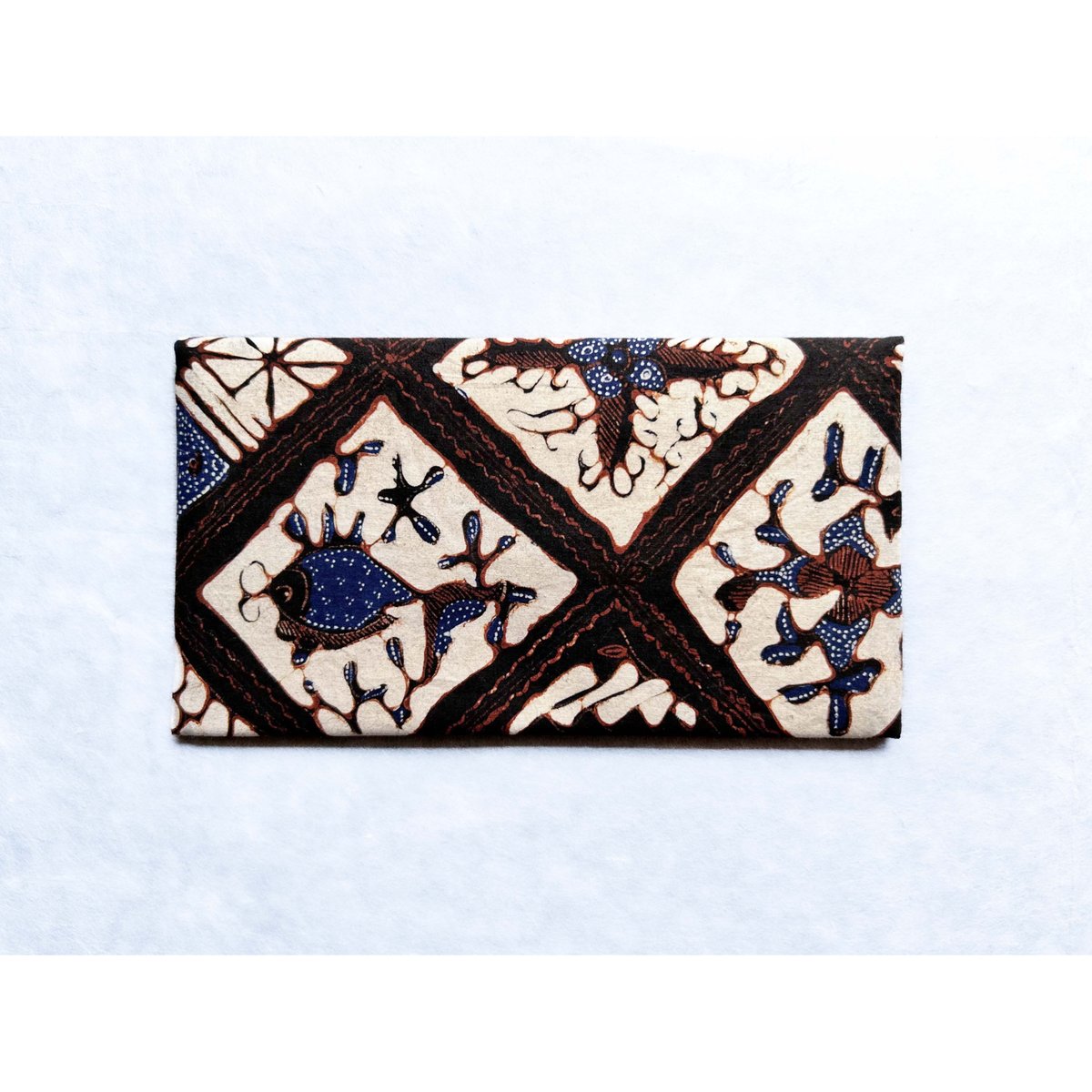 懐紙入れ ジャワ更紗 斜め格子に魚文様 | 古布と帯 夫々 -sorezore-