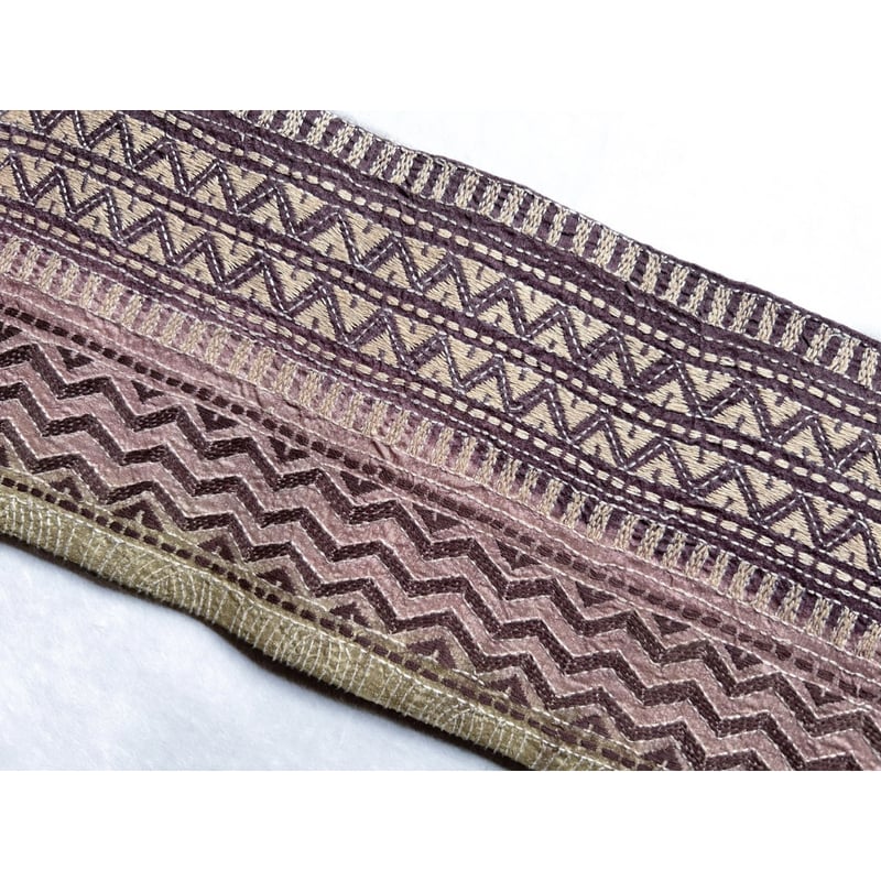 カンタ刺繍シルクサリー 九寸名古屋帯 若菜色×薄柿色 (仕立て上り