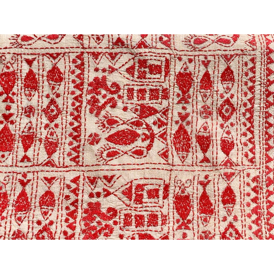 カンタ刺繍九寸名古屋帯 タッサーシルク（仕立て上り） | 古布と帯 