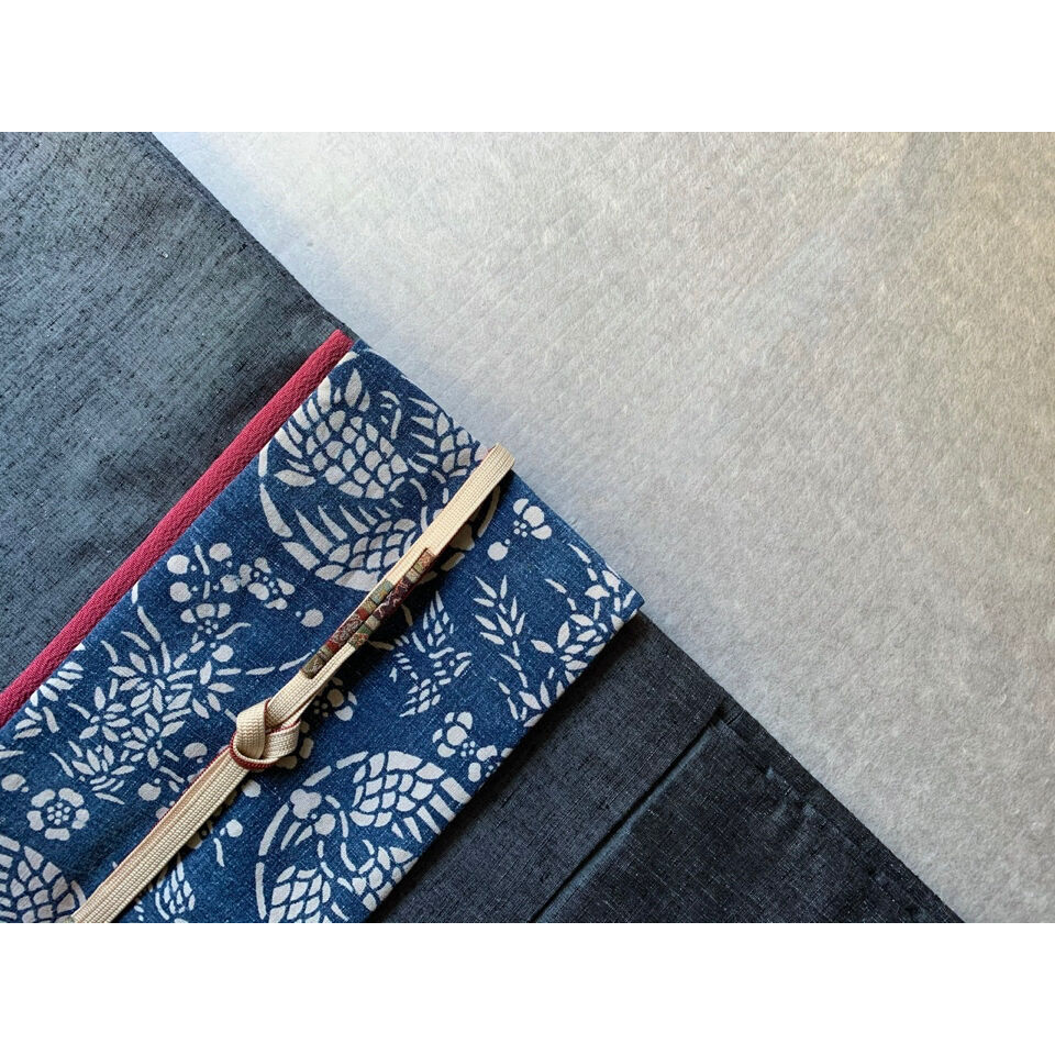 中国 藍印花布 木綿九寸名古屋帯（仕立て上り） | 古布と帯 夫々