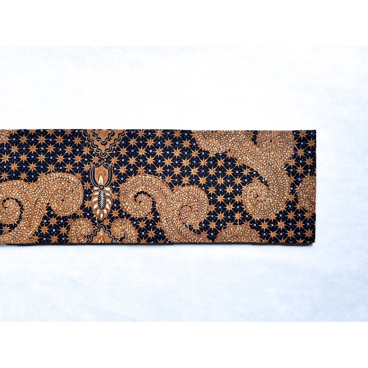 半幅帯　型染更紗　茶色系未使用品 半幅帯 ベージュ小紋x茶絹更紗 | 野の草