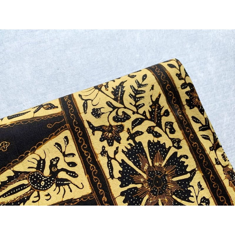 ジャワ更紗 九寸名古屋帯 鋸歯文様 淡黄色（仕立て上り） | 古布