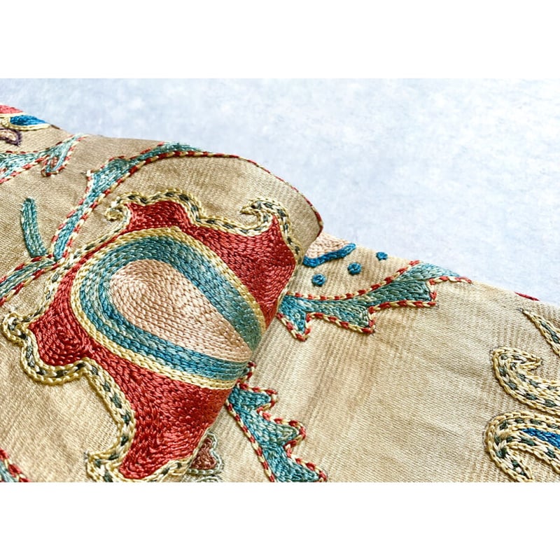 名古屋帯 鷺　刺繍　アンティーク　鳥刺繍 白鷺の刺繍名古屋帯