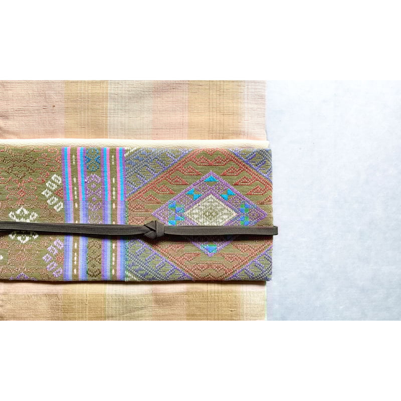 ラオカン族 織布 九寸名古屋帯 若苗色 B（仕立て上り） | 古布と帯  