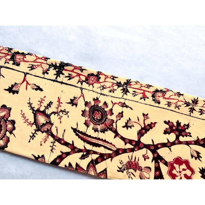 ジャワ更紗 九寸名古屋帯 花木に鳥/トゥンパル（仕立て上り