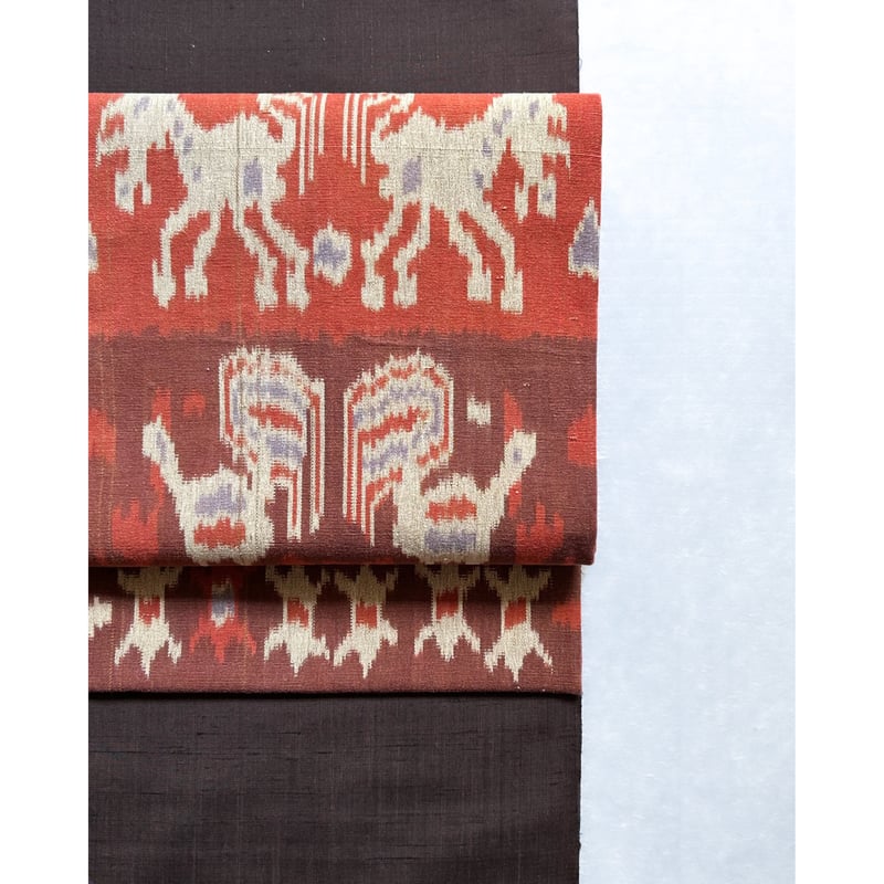 スンバ島絣 九寸名古屋帯 馬と鶏 （仕立て上り） | 古布と帯 夫々