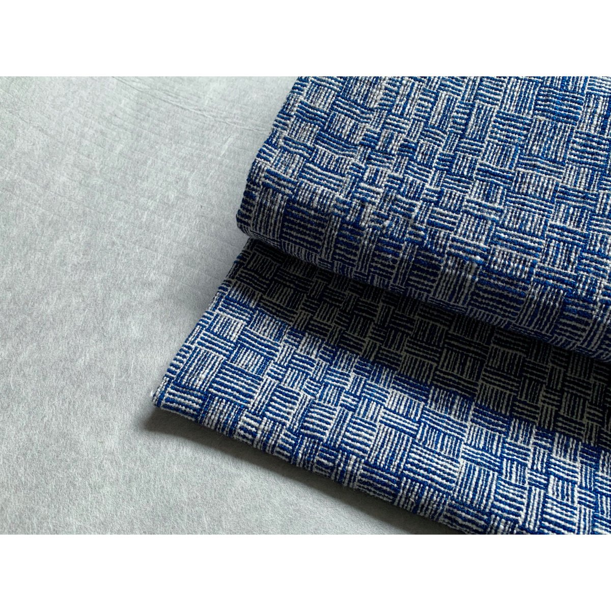 Os494 裂織 名古屋帯 ラオス藍染め網代織 九寸名古屋帯（仕立て上り） | 古布と帯 夫々