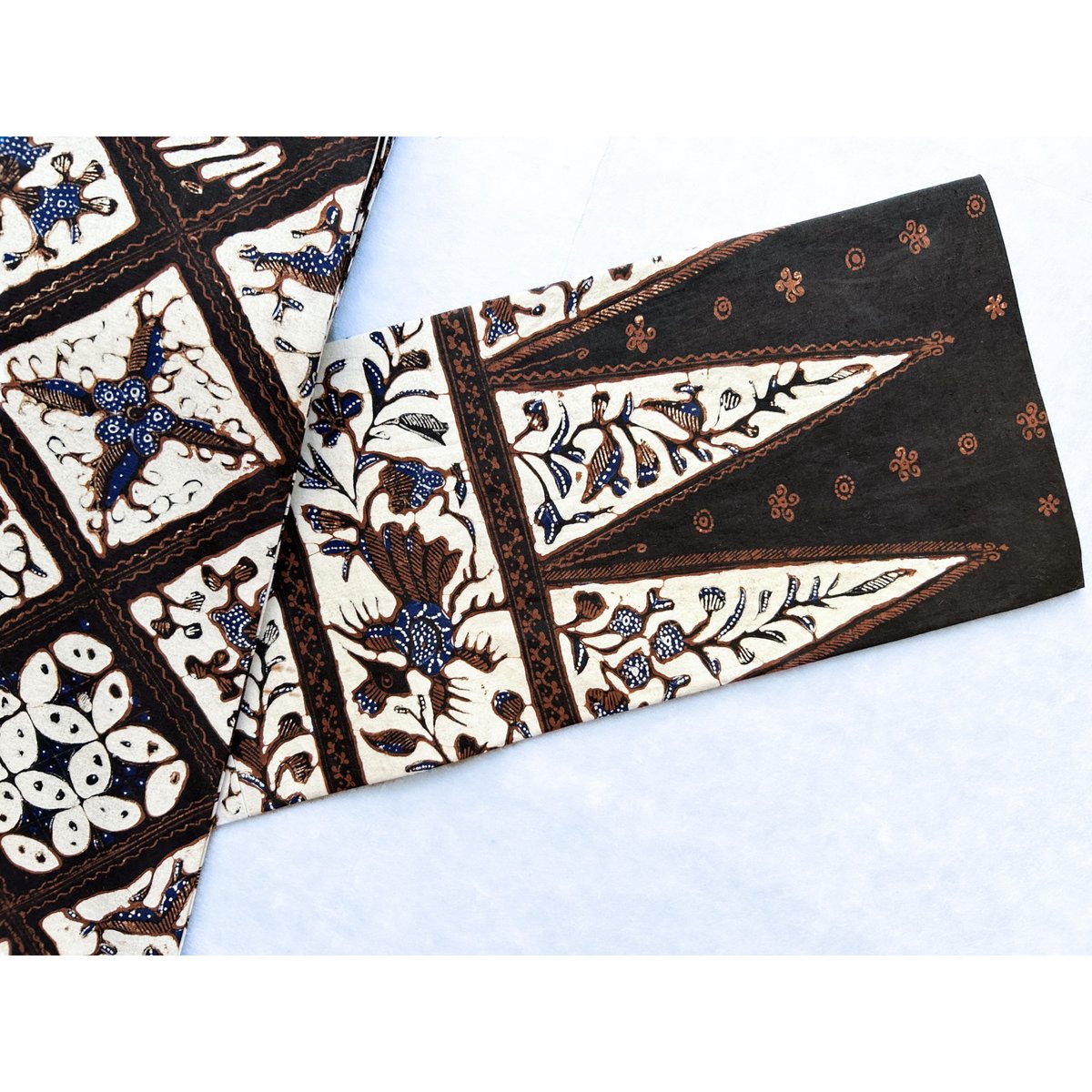 ジャワ更紗 九寸名古屋帯 斜め格子に魚文様（仕立て上り） | 古布と帯