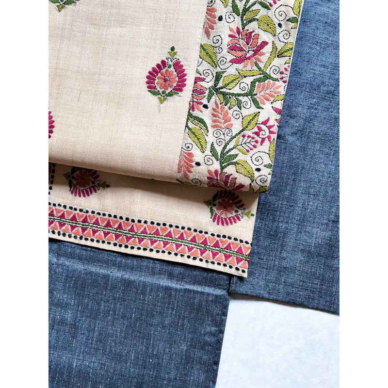日本刺繍作家・森康次さん　九寸名古屋帯　花唐草 日本刺繍作家・森康次さん 九寸名古屋帯 花唐草