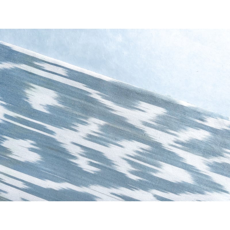 ウズベキスタン絣 木綿九寸名古屋帯 白藍色×白（仕立て上り） | 古布と