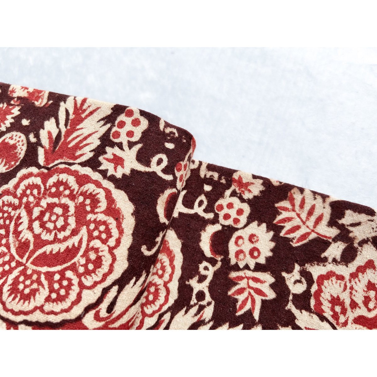 古法インド更紗 半幅帯 錆色花模様 | 古布と帯 夫々 -sorezore-