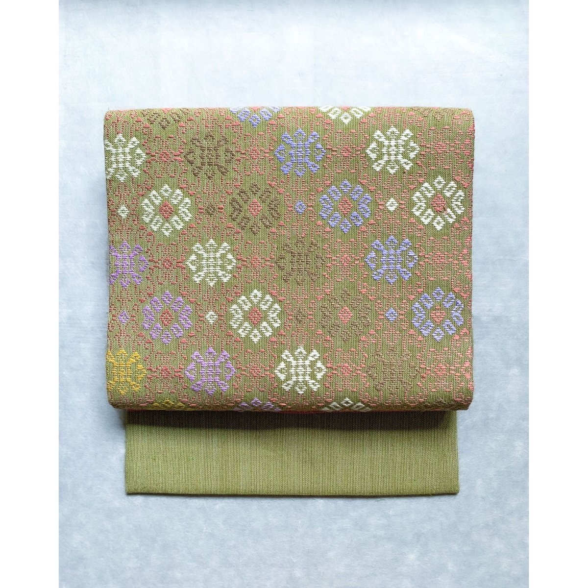 ラオカン族 織布 九寸名古屋帯 若苗色 B（仕立て上り） | 古布と帯  