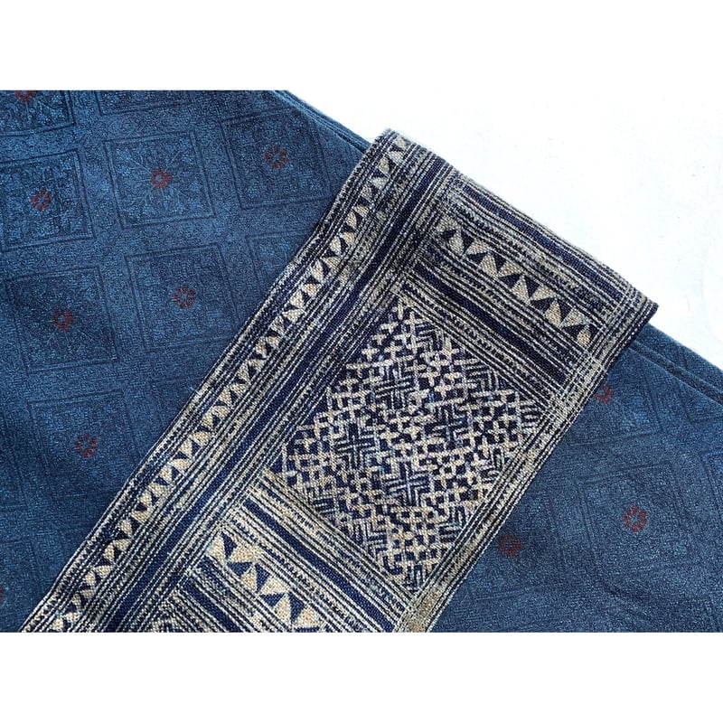 モン族 麻の半幅帯 藍染 伝統柄 | 古布と帯 夫々 -sorezore- 