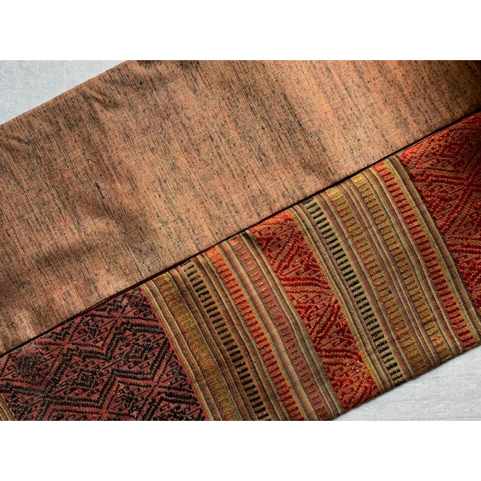 ラオス 浮き織りシルク 半幅帯 褐色 | 古布と帯 夫々 -sorezore-