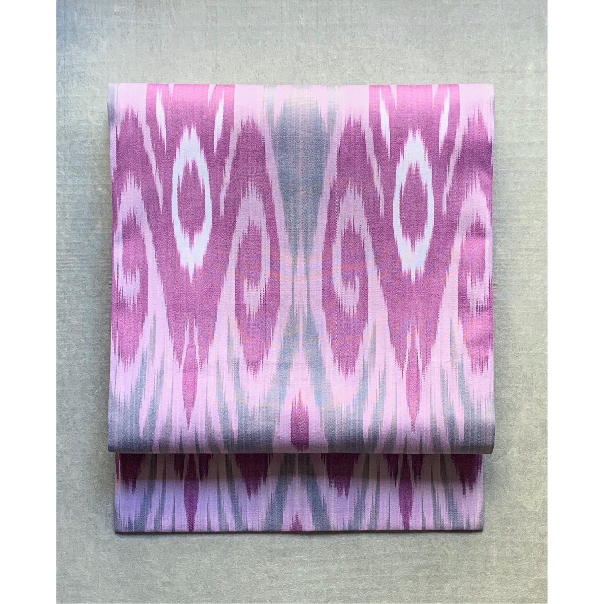 ウズベキスタン絣 木綿九寸名古屋帯 紅藤×紅紫（仕立て上り） | 古布と