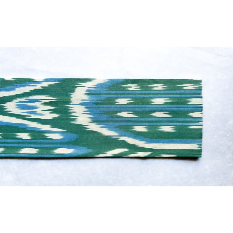 ウズベキスタン絣 木綿九寸名古屋帯 常盤色×青（仕立て上り） | 古布と