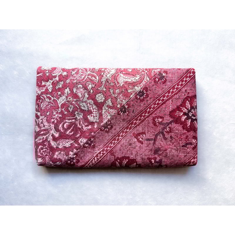 数寄屋袋 18 インド更紗 赤箱なし 数寄屋袋 インド更紗古裂 赤紅草花