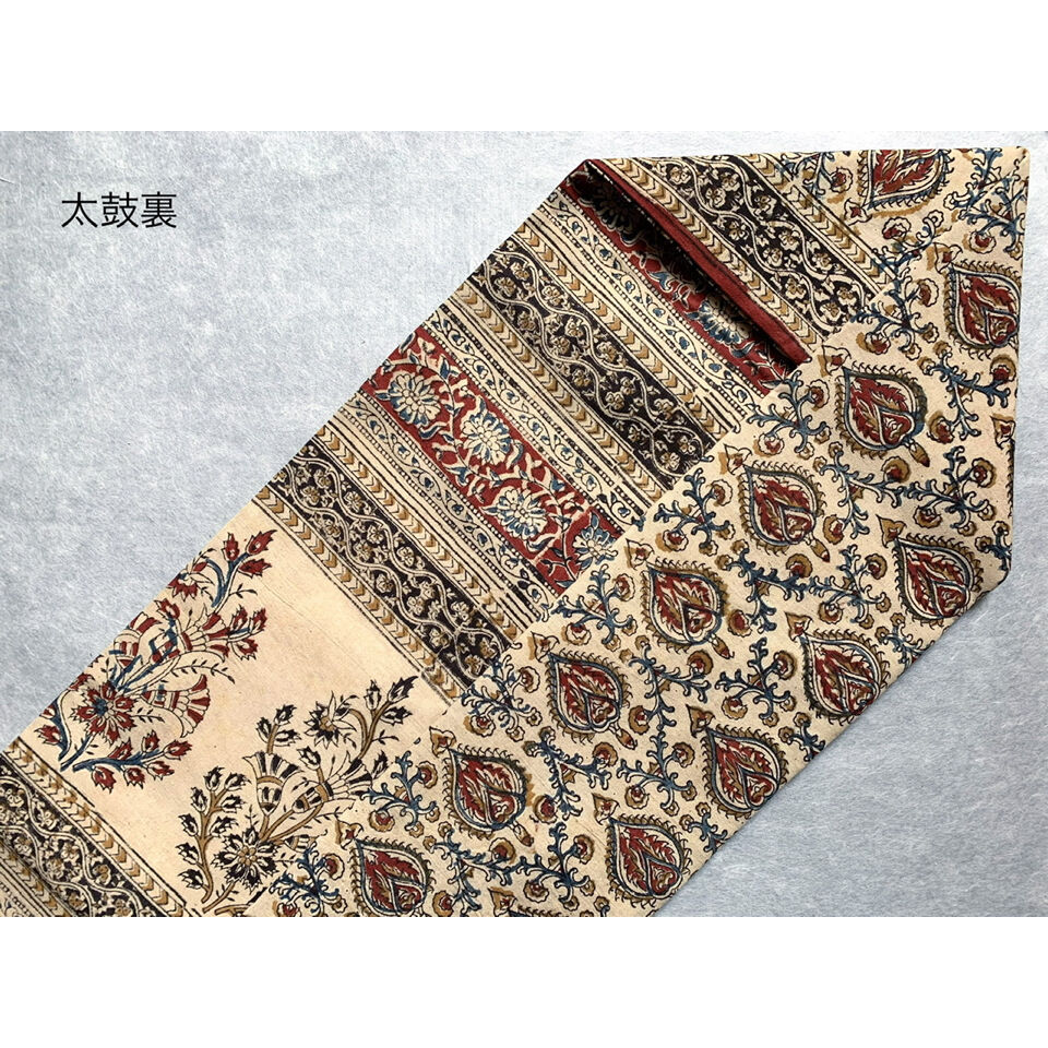 森の木立模様名古屋帯 絹 薄紅に金銀糸織 有難い