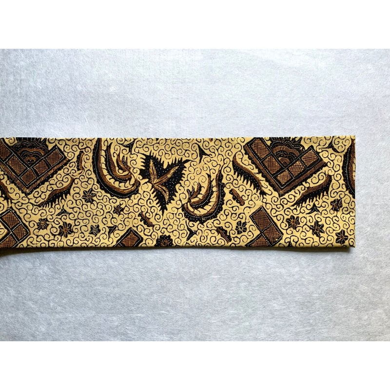 ジャワ更紗 九寸名古屋帯 鋸歯文様 淡黄色（仕立て上り） | 古布