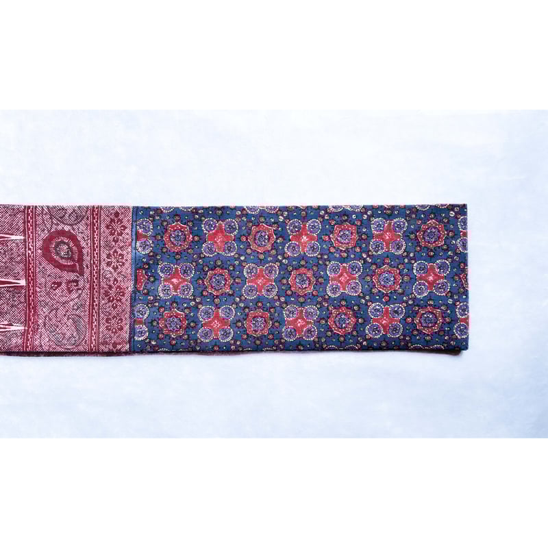 スマトラ島渡り印度更紗 九寸名古屋帯 縹色A （仕立て上り） | 古布と