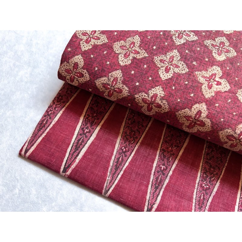 戦前 スマトラ島古布アップリケ使い 額装赤 スマトラ島渡り印度更紗 九寸名古屋帯 縹色A （仕立て上り） | 古布と