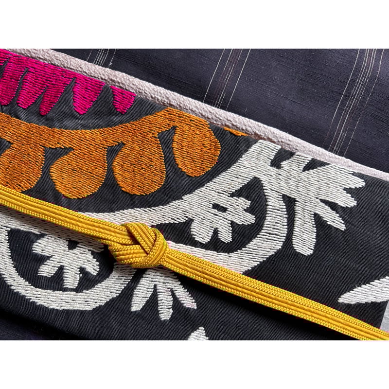 タジキスタン スザニ刺繍 九寸名古屋帯 -関東巻き専用- （仕立て上り