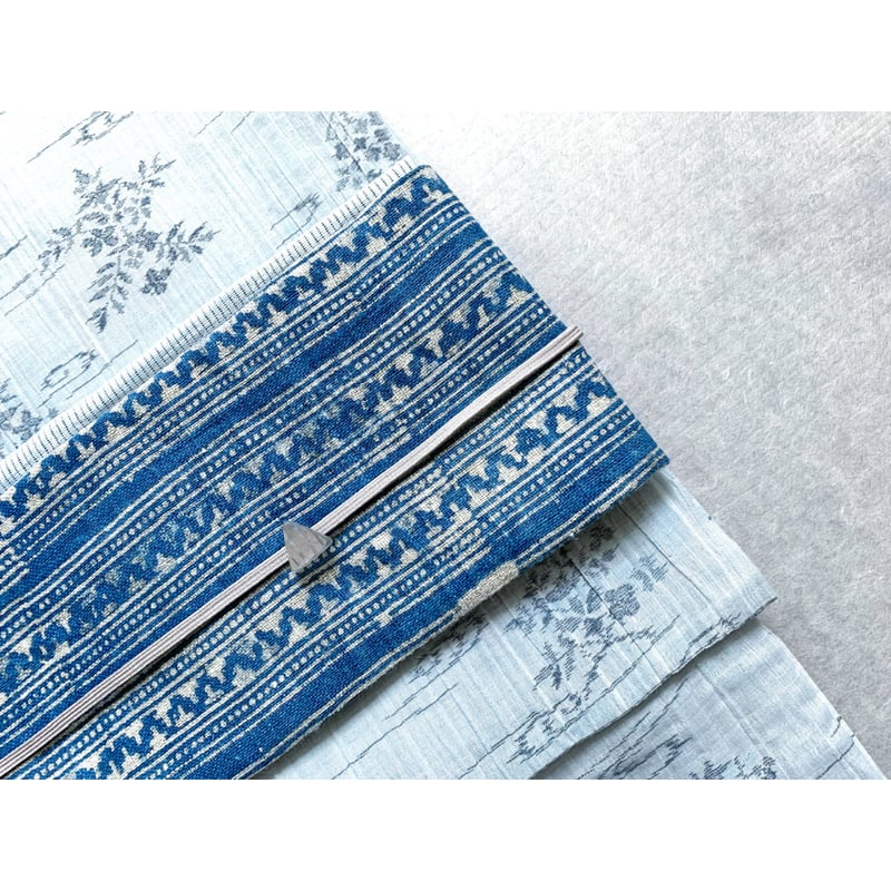 モン族 麻の九寸名古屋帯 藍染 グラデーション （仕立上り） | 古布と