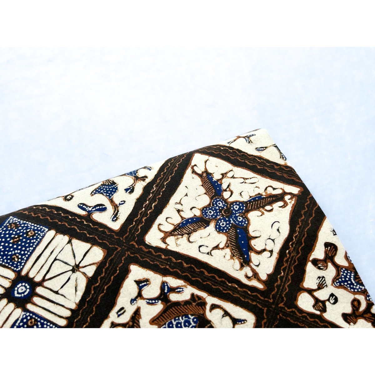 ジャワ更紗 九寸名古屋帯 斜め格子に魚文様（仕立て上り） | 古布と帯