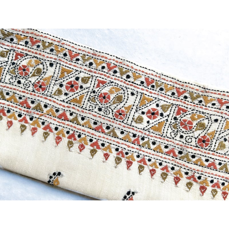 カンタ刺繍シルクサリー 九寸名古屋帯 蔦模様 (仕立て上り） | 古布と