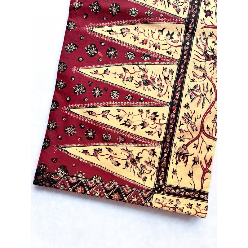 ジャワ更紗 九寸名古屋帯 花木に鳥/トゥンパル（仕立て上り） | 古布と