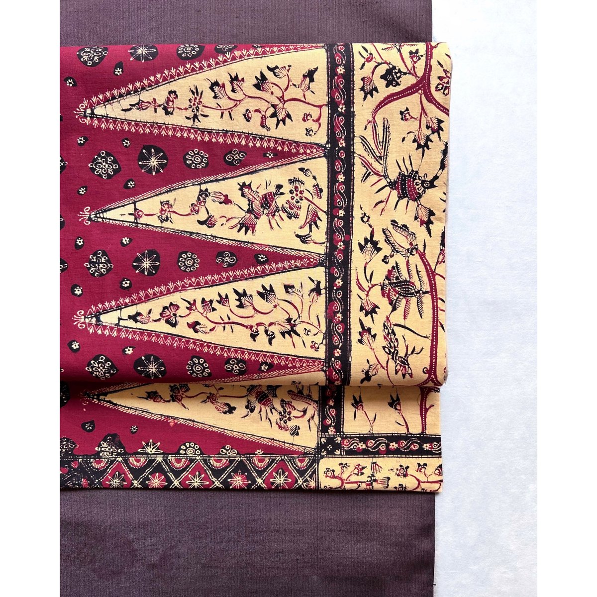 ジャワ更紗 九寸名古屋帯 花木に鳥/トゥンパル（仕立て上り