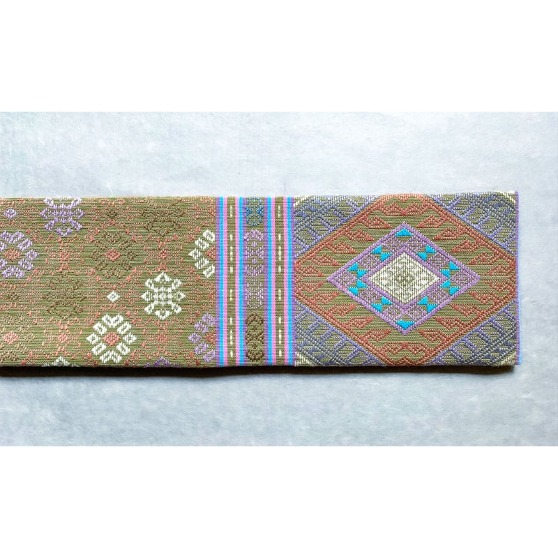 ラオカン族 織布 九寸名古屋帯 若苗色 B（仕立て上り） | 古布と帯  