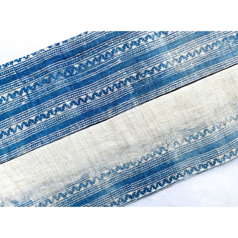 モン族 麻の半幅帯 藍染 グラデーション | 古布と帯 夫々 -sorezore-