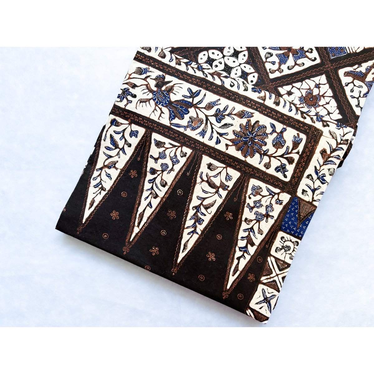 お値下げしました！　貴重!  更紗帯 ジャワ更紗 九寸名古屋帯 斜め格子に魚文様（仕立て上り） | 古布と帯