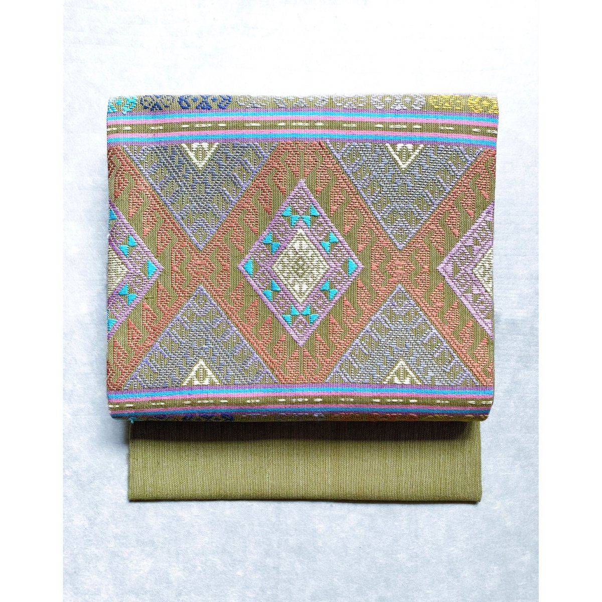 ラオカン族 織布 九寸名古屋帯 若苗色 A（仕立て上り） | 古布と帯  